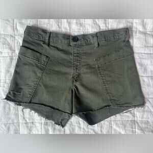 Frame Olive Green High Rise Oversized Pocket Utility Cargo Shorts - 29